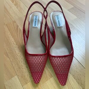 Steve Madden Red Mesh Pointed Slingback Heels fits 7.5 to 8